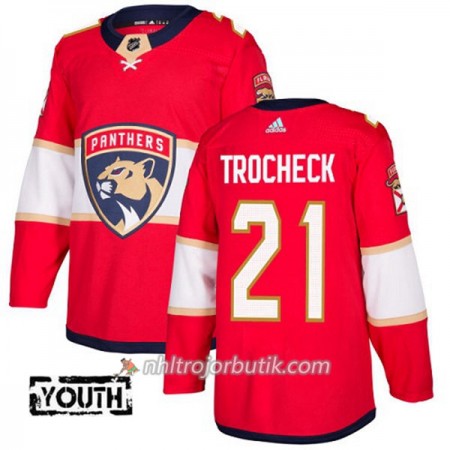 Barn Ishockey Florida Panthers Tröja Vincent Trocheck 21 Adidas 2017-2018 Röd Authentic